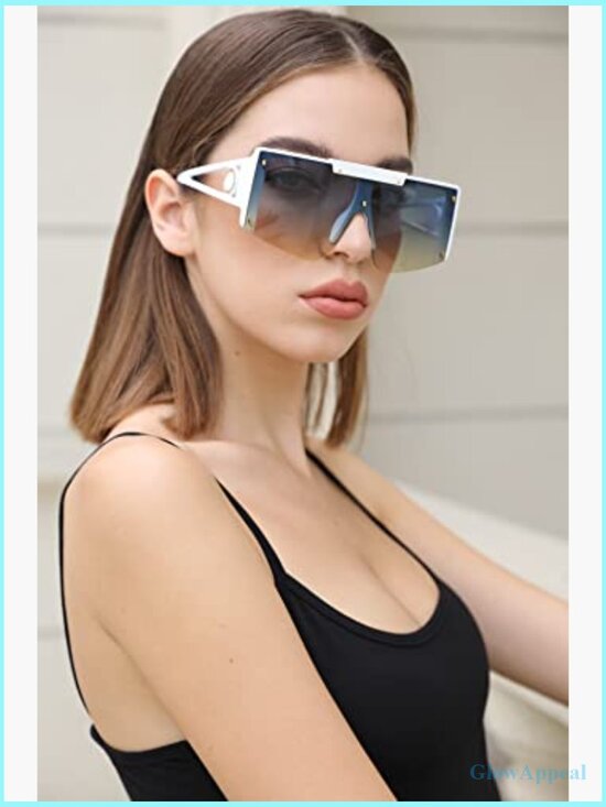 Oversized Square Flat Top Shield Sunglasses for Men Women Unisex main image 5